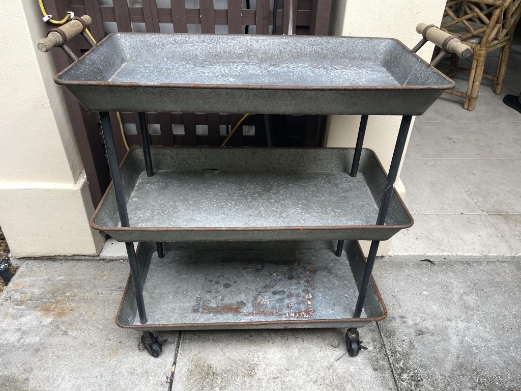INDUSTRIAL STYLE METAL STORAGE CART ON WHEELS 31" (1 of 4)
