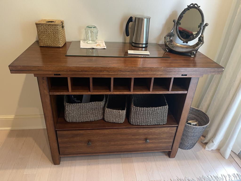 COMPACT STORAGE TABLE WITH FOLD DOWN EXTENSION 34" (1 of 5)