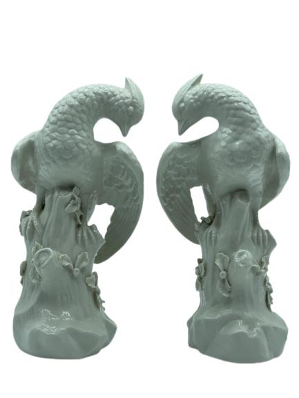 PAIR OF ITALIAN CERAMIC PARROT BIRD FIGURINES 10" (1 of 5)