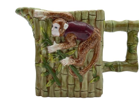 FAUX BAMBOO SINGERIE MONKEY CERAMIC PITCHER (1 of 5)