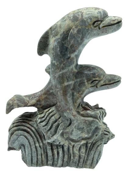 HAND CARVED MARBLE DOLPHIN SCULPTURE 7.5" (1 of 3)