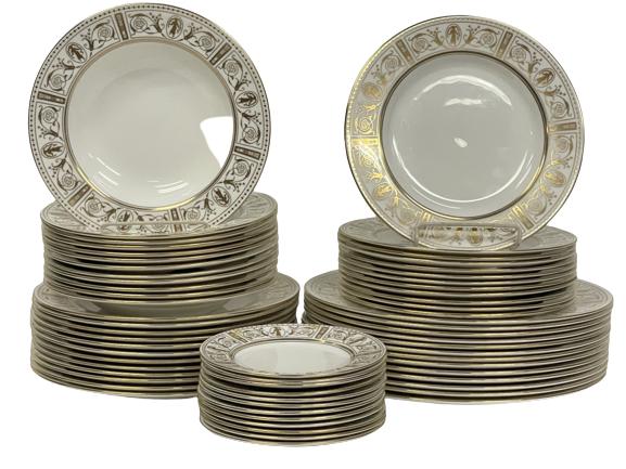 WEDGWOOD GOLD GRECIAN 61 PEICE DINNERWARE SET (1 of 12)