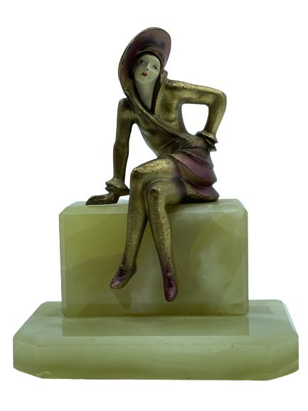 ART DECO FEMALE FIGURINE ON MARBLE BASE 7" (1 of 5)
