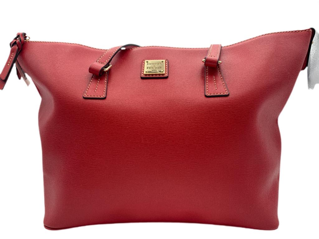 NEW! LARGE DOONEY & BOURKE RED LEATHER HANDBAG (1 of 9)