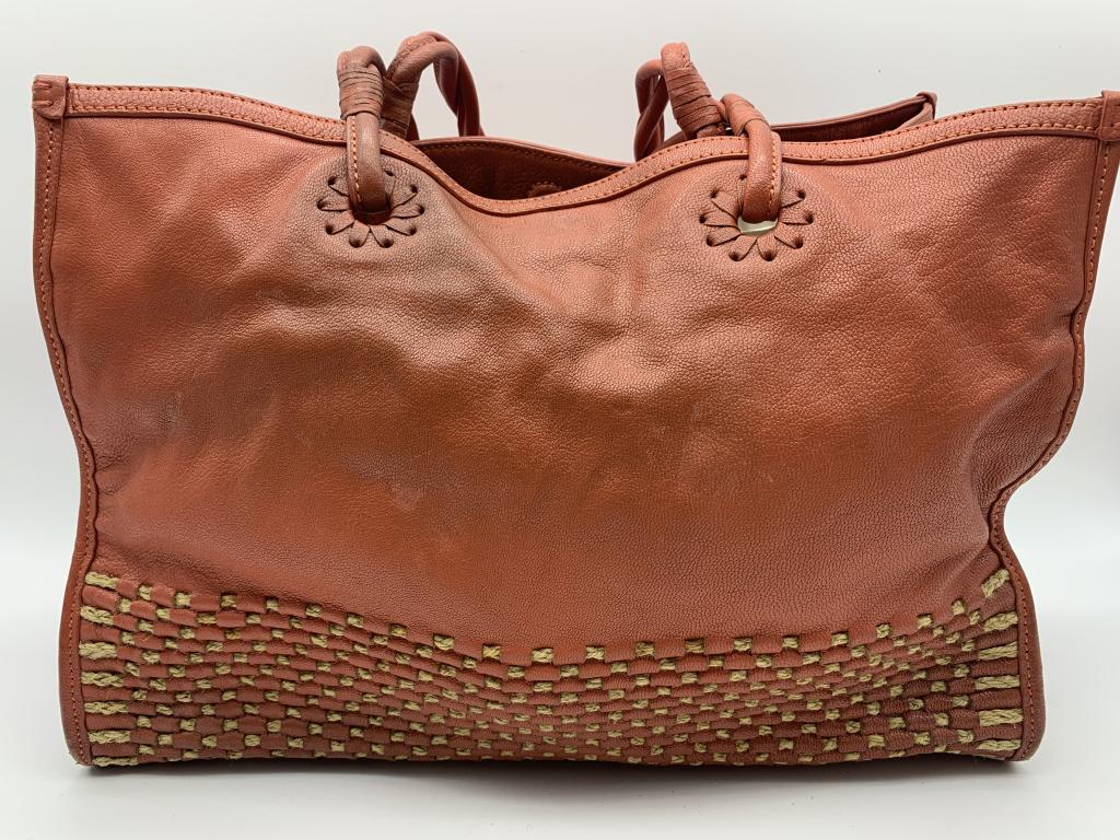 JACK ROGERS ORANGE LEATHER TOTE HANDBAG (1 of 6)