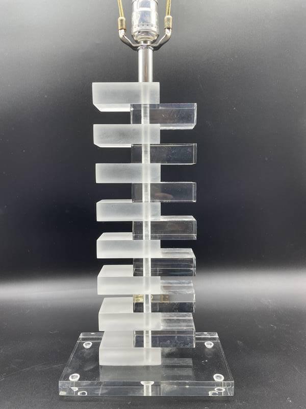 MID CENTURY MODERN STACKED LUCITE LAMP 29" (1 of 5)