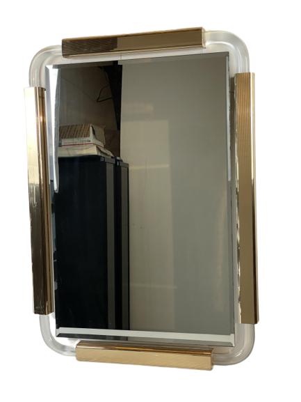 VINTAGE 70'S ACRYLIC LUCITE & STAINLESS MIRROR (1 of 9)