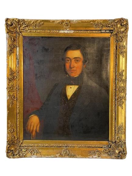 ANTIQUE OIL PAINTING OF BRITISH GENTLEMAN 37": ANTIQUE OIL PAINTING OF BRITISH GENTLEMAN -37" X 32" APPROX TO FRAME-CONDITION CONSISTENT WITH AGE, LOSS OF FRAME-DP31022 AUCTION PREVIEW FOR THIS LOT IS SATURDAY (12PM-3PM) OFFSITE: 17407 Jupi