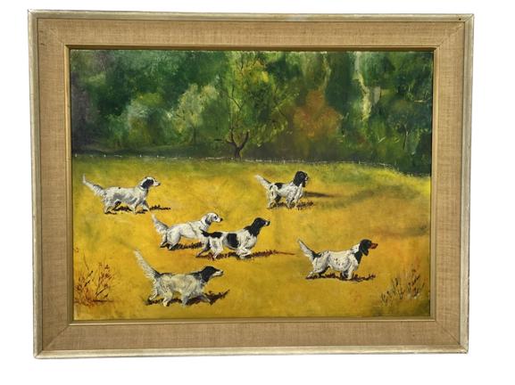 AMERICAN SCHOOL "QUAIL HUNT" PAINTING  28" (1 of 5)