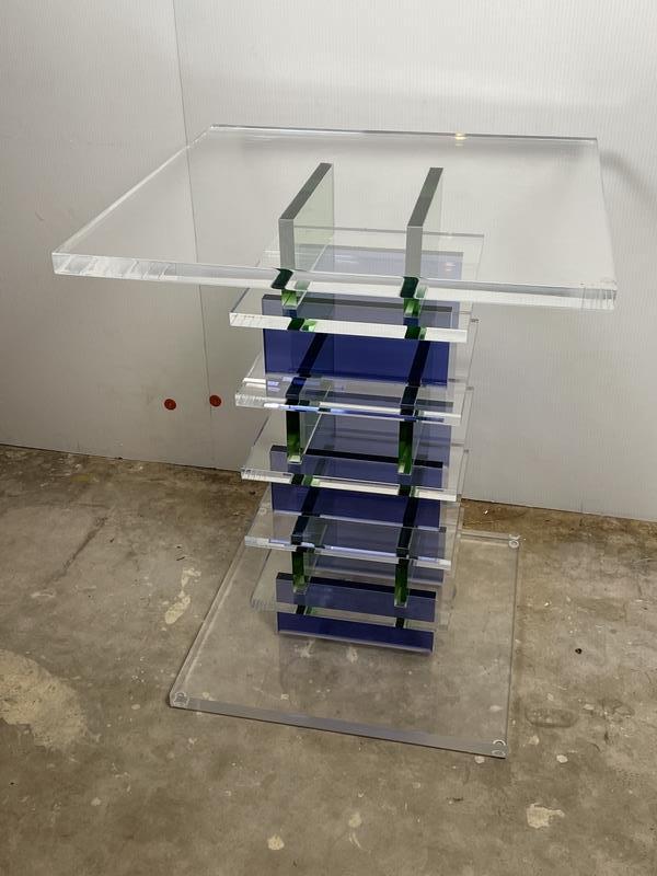 VTG HAZIZA LUCITE BLOCK MODERNIST TABLE BASE (1 of 8)