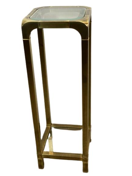 BRASS AND GLASS DISPLAY PEDESTAL WITH TWO SHELVES (1 of 6)