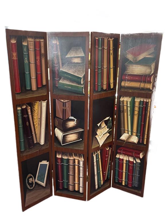 MAITLAND SMITH STYLE PAINTED BOOK PRIVACY SCREEN (1 of 7)