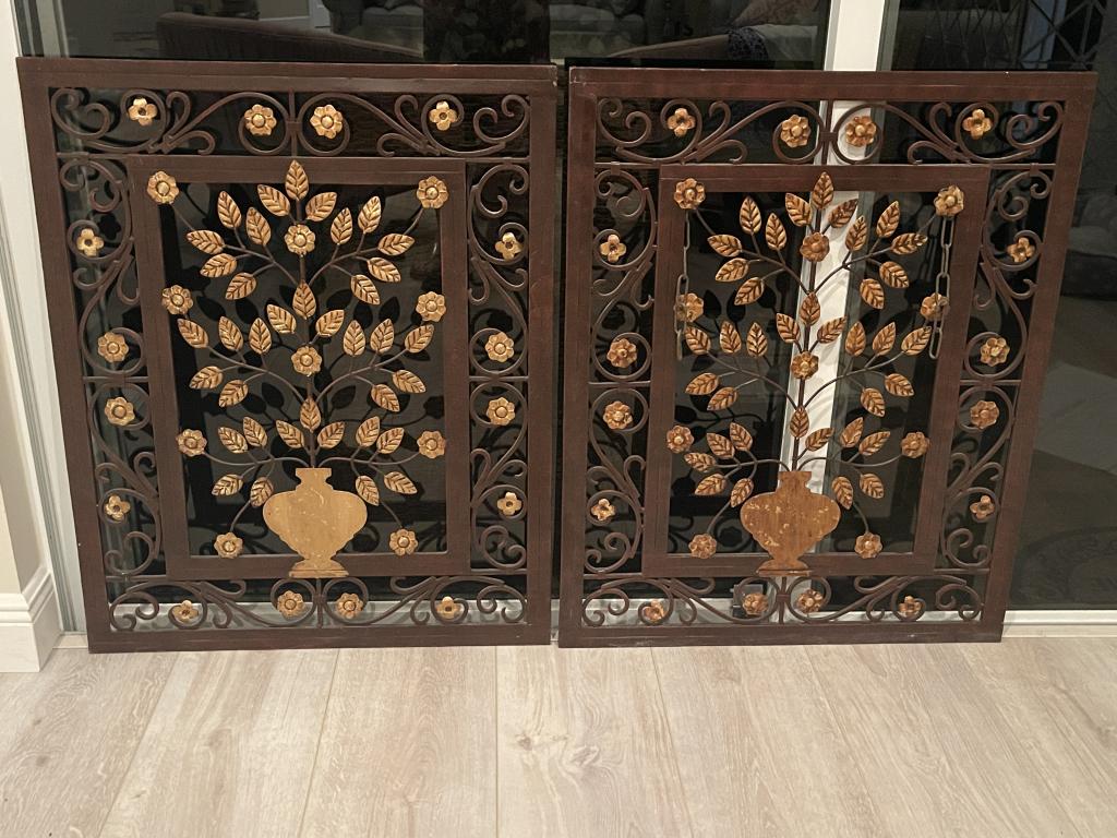 PAIR OF METAL "TREE OF LIFE" WALL HANGINGS (1 of 3)