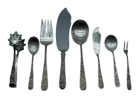 S. KIRK & SON "REPOUSSE" STERLING SERVING SET 445G (1 of 8)