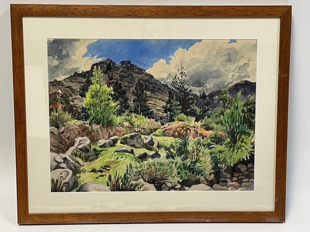 COUNTRYSIDE LANDSCAPE WATERCOLOR PAINTING 26.5" (1 of 2)