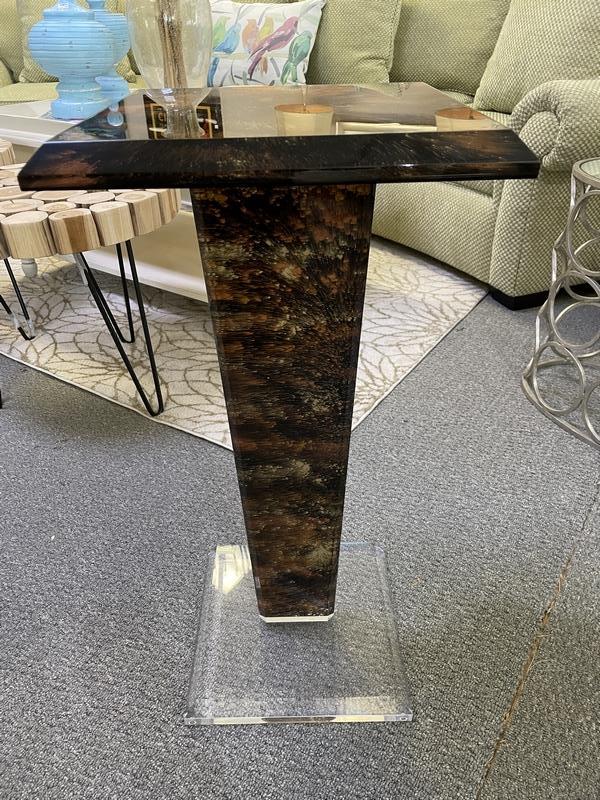 HAZIZA LUCITE PEDESTAL SIDE TABLE  35" (1 of 8)