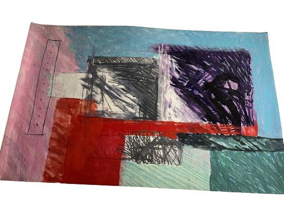 CALMAN SHEMI WALL HANGING "STRUCTURE 11" 86": CALMAN SHEMI WALL HANGING "STRUCTURE 11"-55" X 86" APPROX-GOOD OVERALL CONDITION WEAR CONSISTENT WITH AGE AND USE-DP32322