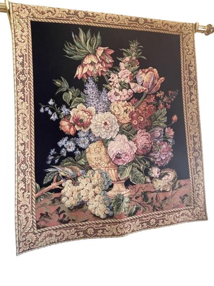 FLORAL TAPESTRY WALL HANGING 57" (1 of 3)