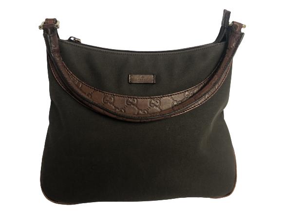 GUCCI BROWN CANVAS HOBO ZIP TOTEBAG: Shoulder BagGucci Hobo Zip Tote-Brown Canvas/Guccissima Leather-Brown Guccissima Leather-Gold Hardware-31cm x 25cm x 8cm-AAP7388