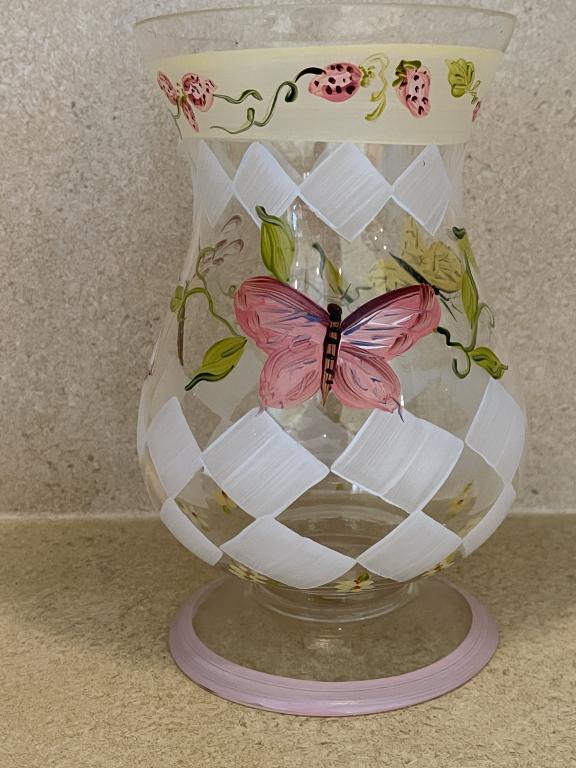 MACKENZIE CHILDS INSIRED HANDPAINTED VASE (1 of 3)