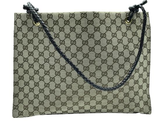VTG GUCCI BEIGE MONOGRAM CANVAS HANDLED TOTE (1 of 6)