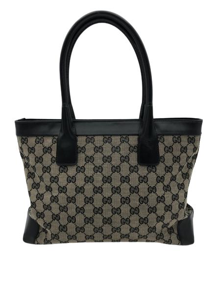 VTG GUCCI BEIGE/BLACK MONOGRAM CANVAS ZIP TOTEBAG (1 of 6)