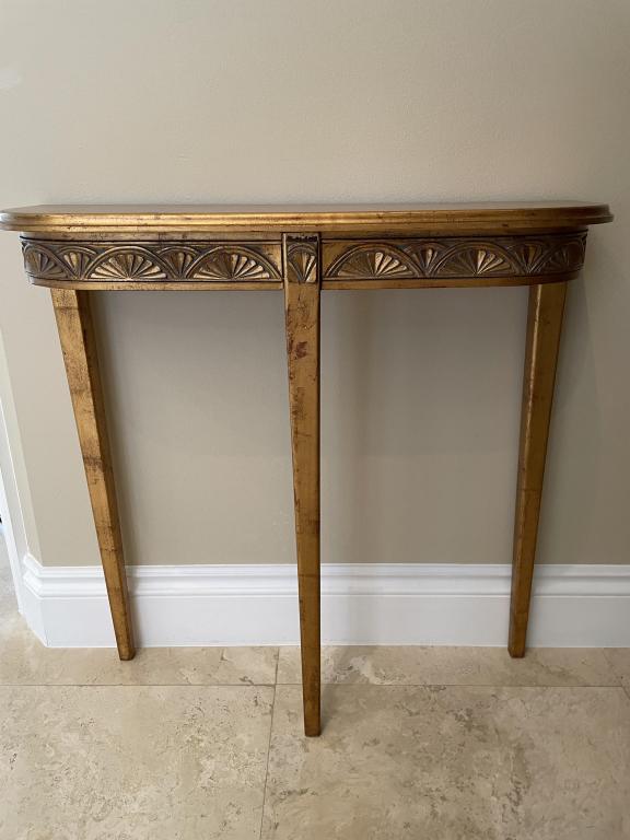 VINTAGE GOLD GILT CARVED WOOD CONSOLE TABLE 32" (1 of 3)