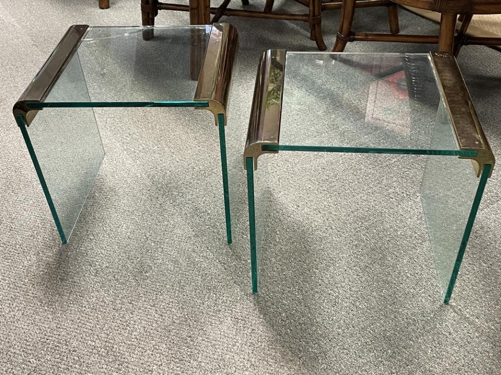 PACE GLASS & BRASS NESTING END TABLES 17.5" (1 of 6)