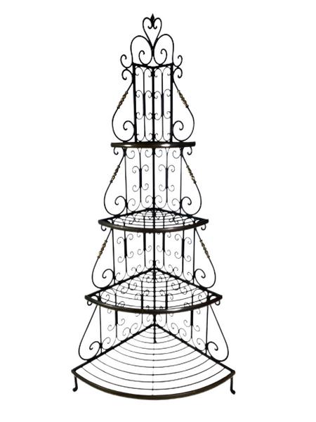 VINTAGE WROUGHT IRON CORNER PLANT STAND 78" (1 of 5)