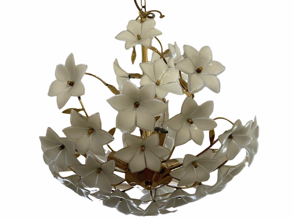 MID CENTURY MODERN MURANO STYLE FLOWER CHANDELIER (1 of 1)