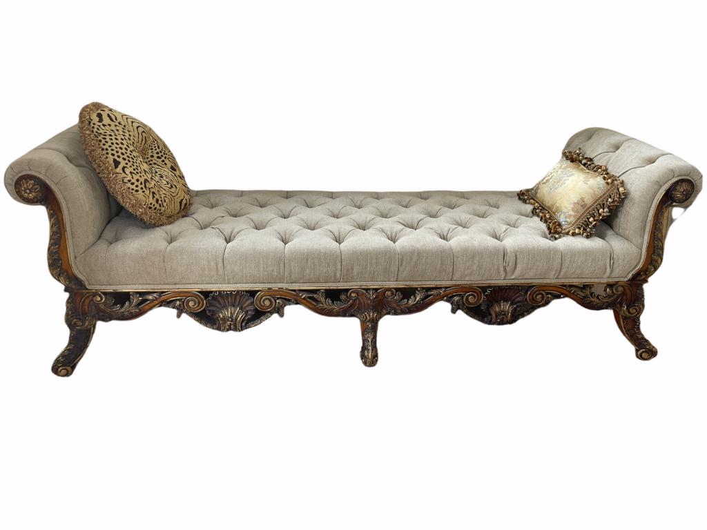 HOLLYWOOD REGENCY TUFTED FAINTING SOFA CHAISE (1 of 6)