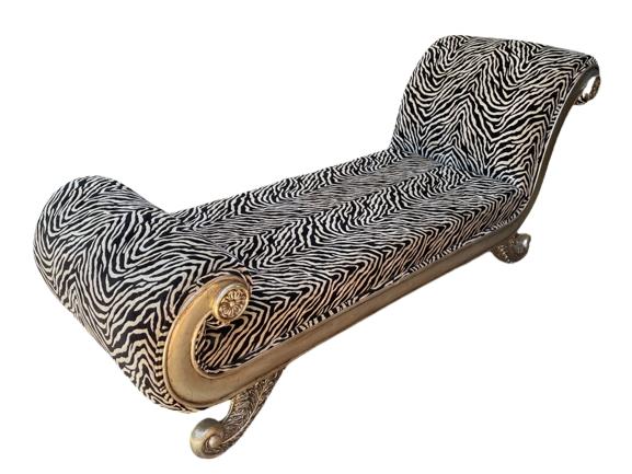 VINTAGE REGENCY STYLE ZEBRA PRINT CHAISE LOUNGE (1 of 6)