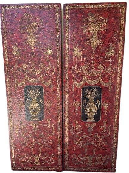 PAIR OF RED LACQUER ASIAN STYLE WALL ART PANELS (1 of 5)