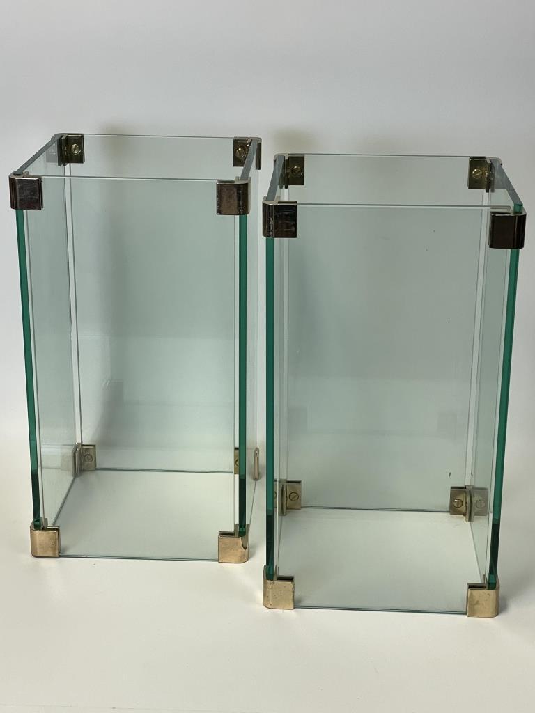 PACE COLLECTION STYLE GLASS SIDE TABLES 20", PAIR (1 of 6)