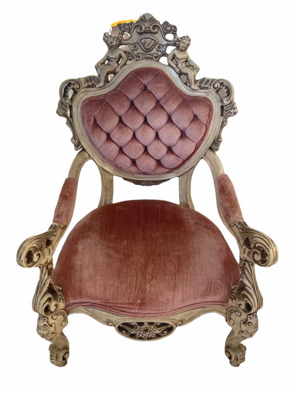 VTG FRENCH PROVENCIAL TUFTED VICTORIAN CHAIR (1 of 1)