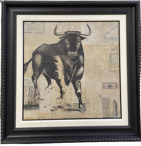 LARGE MARY CALKINS BULL GICLEE PRINT 41" (1 of 3)