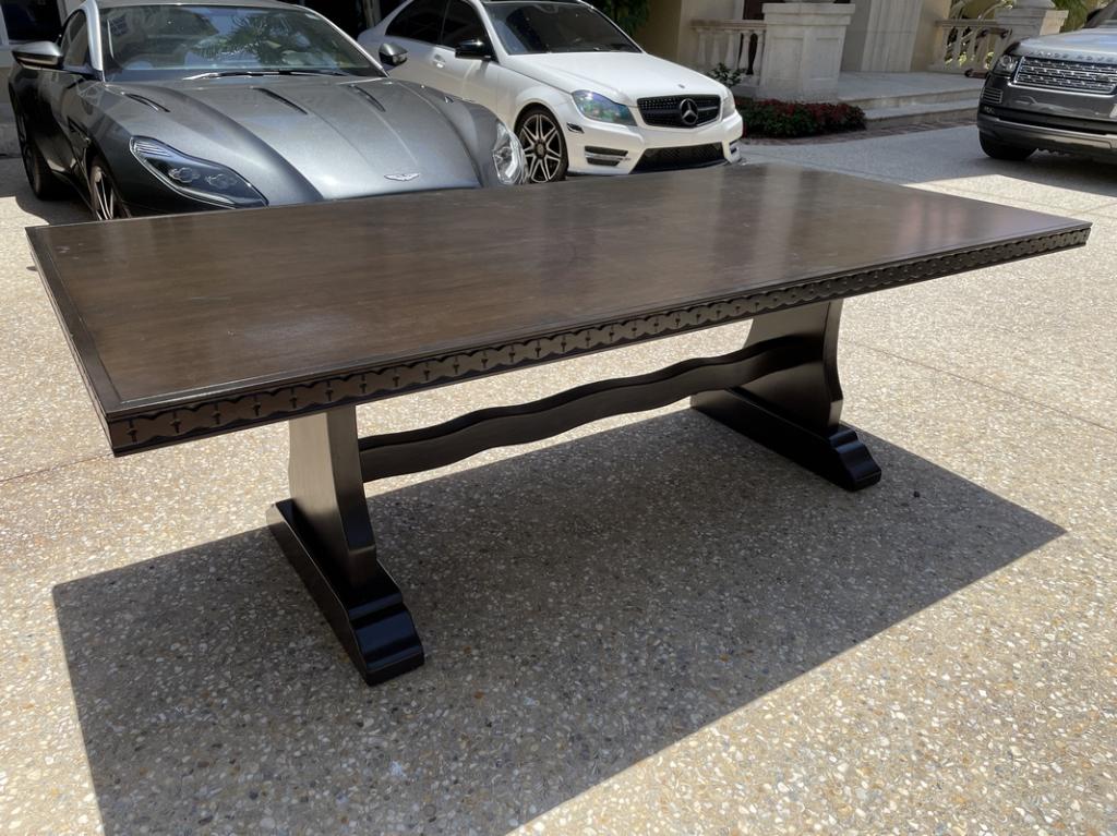 LARGE CARVED WOOD DINING TABLE 94" (1 of 4)