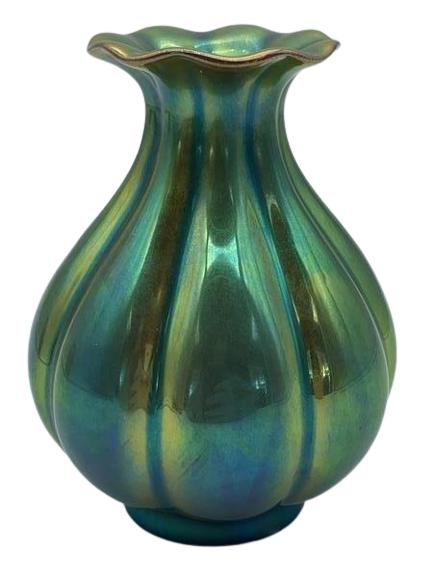 VINTAGE ZSOLNAY SMALL EOSIN IRIDESCENT VASE (1 of 4)