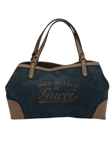 GUCCI CRAFT NAVY & BROWN DEMIN TOTE (1 of 3)