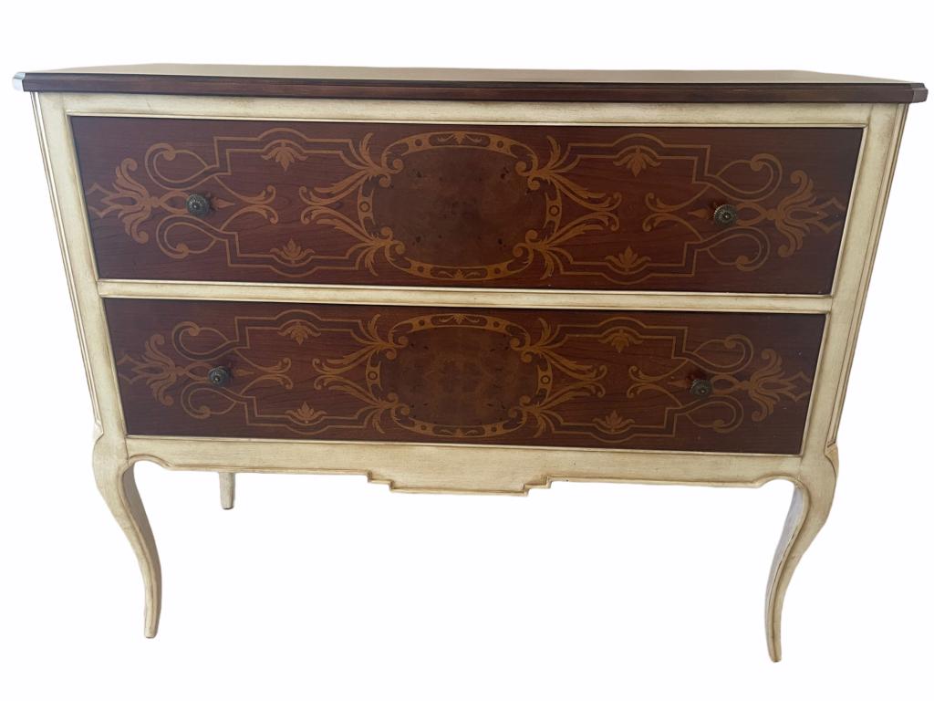 HICKORY WHITE VINTAGE TWO DRAWER COMMODE: HICKORY WHITE VINTAGE TWO DRAWER COMMODE -- 38 1/2 X 48 X 20--VERY GOOD CONDITION THIS ITEM IS LOCATED OFF-SITE. All items must be picked up by confirmed appointment on Friday, May 6th or 