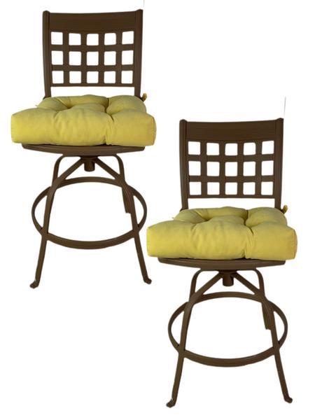 VINTAGE PATIO BAR STOOLS WITH YELLOW CUSHIONS (1 of 10)
