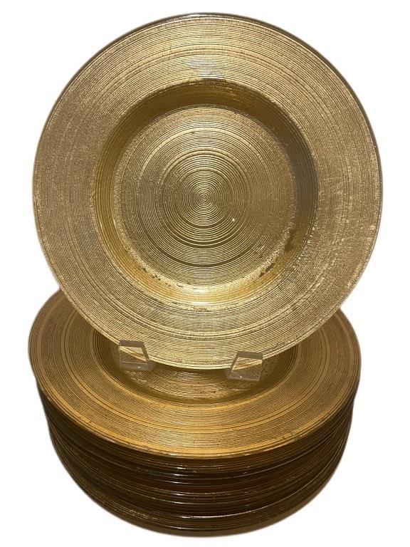 12 PIER 1 IMPORTS GOLD GLASS CHARGER PLATE 11" (1 of 4)