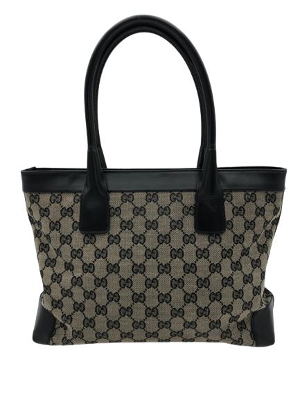 VTG GUCCI BEIGE/BLACK MONOGRAM CANVAS ZIP TOTEBAG (1 of 6)
