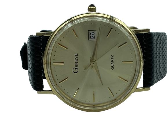 MEN'S 14KT. GENEVE QUARTZ WRIST WATCH (1 of 8)