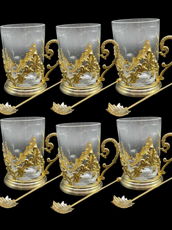 SET OF 6 PERSIAN TEACUP & SPOON SET (1 of 8)