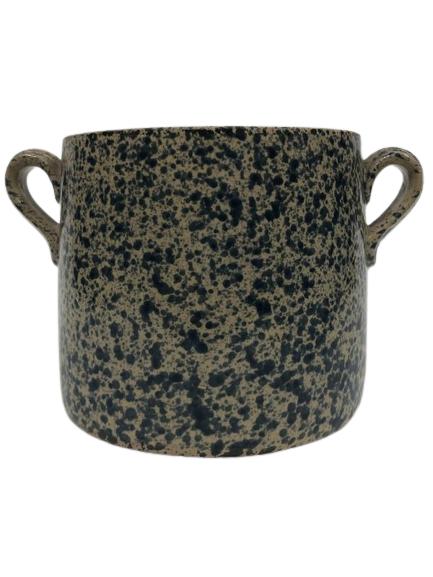 ANTIQUE SPONGEWARE HANDLED CROCK 8.5" (1 of 4)