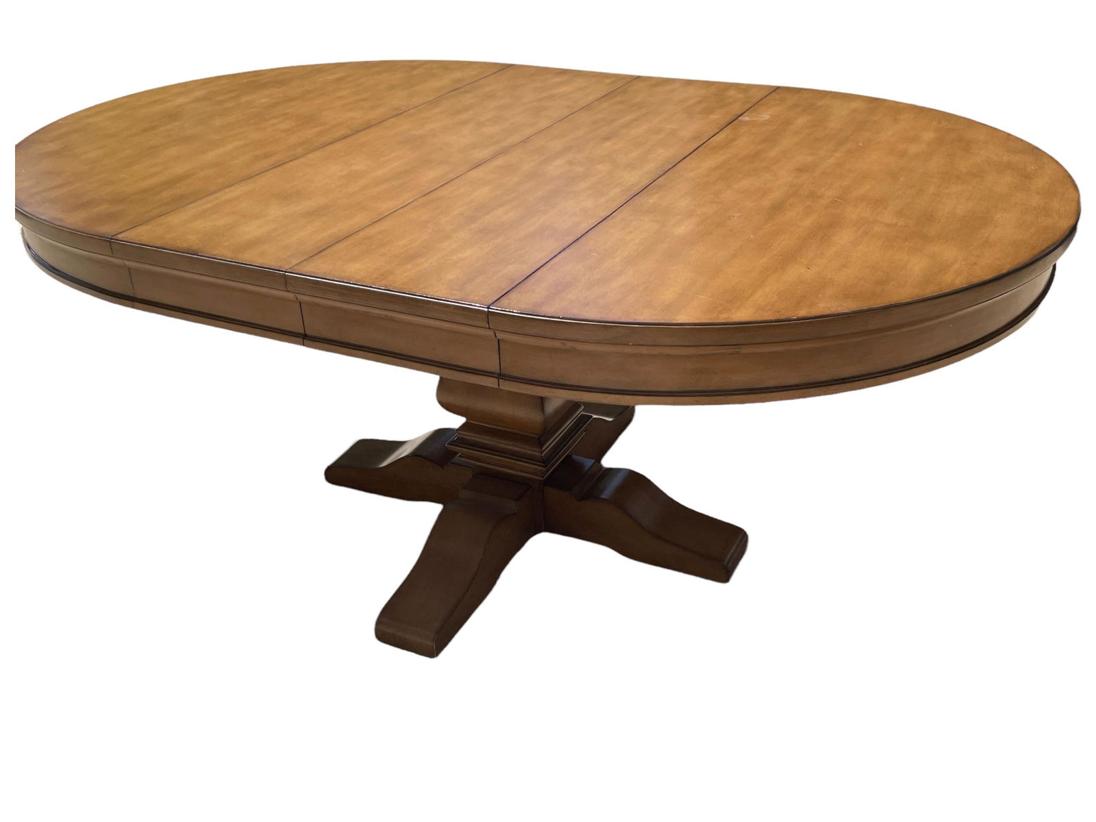 LARGE ROUND TO OVAL  SOLID WOOD DINING TABLE 72" (1 of 10)
