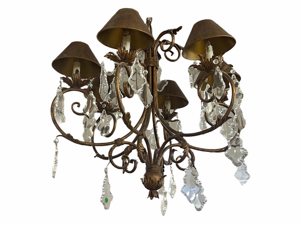 6 LIGHT TWISTED WROUGHT IRON & GLASS CRYSTAL STYL2 (1 of 2)