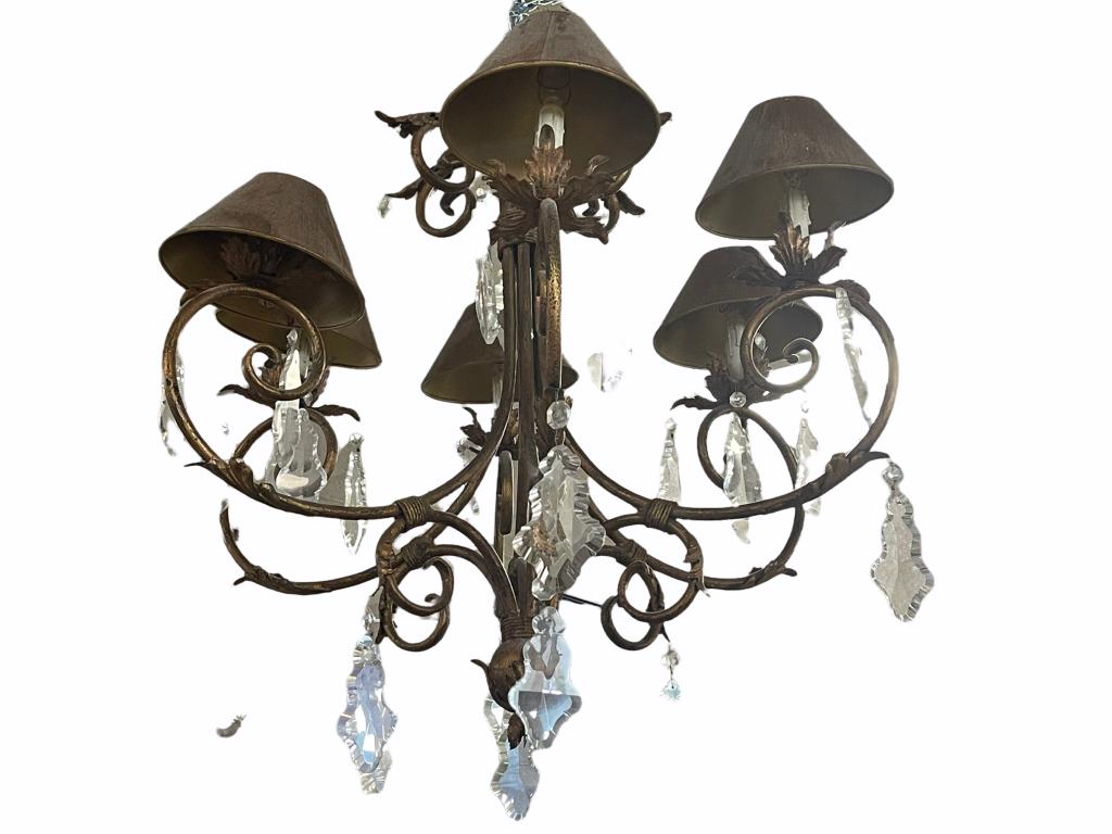 6 LIGHT TWISTED WROUGHT IRON & GLASS CRYSTAL STYL2 (1 of 2)