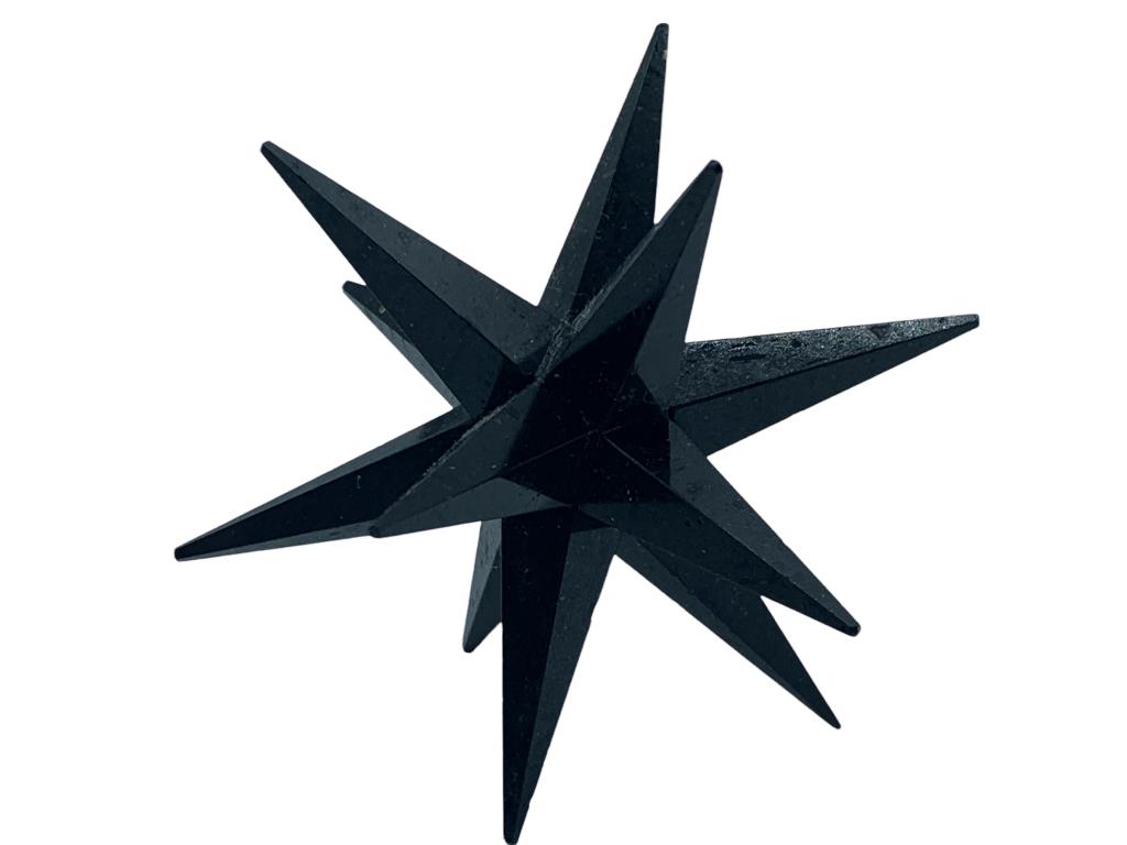 CRYSTAL BLACK AGATE STAR MERKABA STONE: CRYSTAL BLACK AGATE STAR MERKABA STONE- Black Agate- Over 3" Across- Good Used Condition Consistent with Age and Use (See Photos)